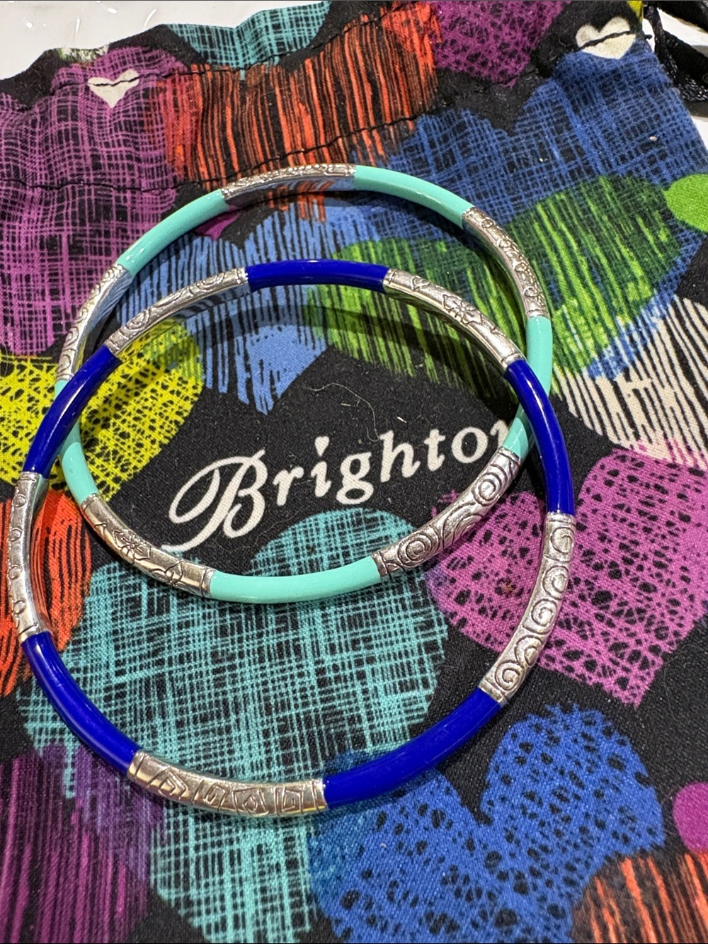 Brighton Caramba Blue and Aqua Enamel Bangle Bracelet Set